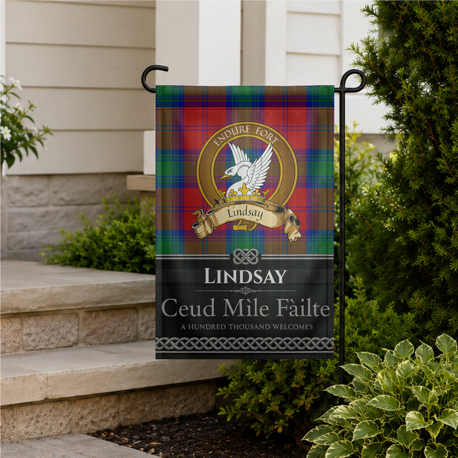 Lindsay Scottish Clan Crest Garden Flag - Brown Design