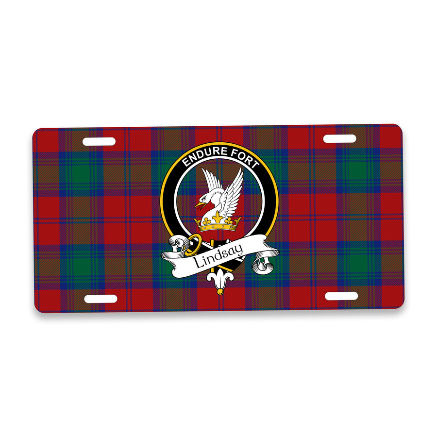 Lindsay Scottish Clan Crest Auto License Plate – Black Crest Design