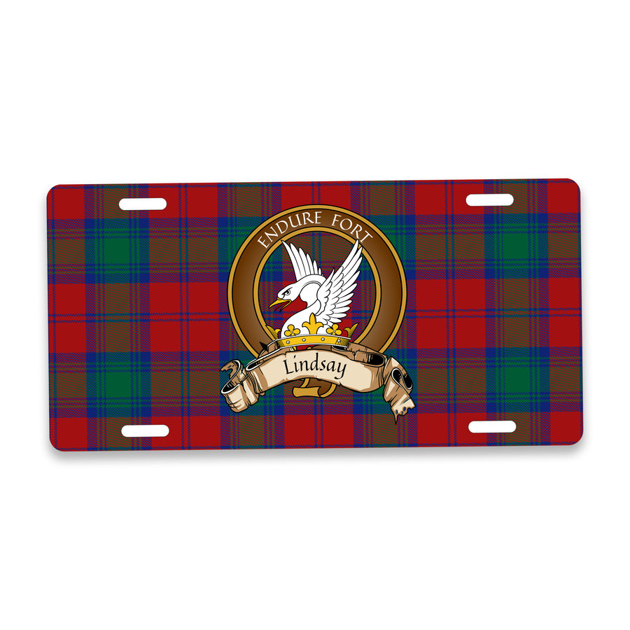 Lindsay Scottish Clan Crest Auto License Plate – Brown Crest Design