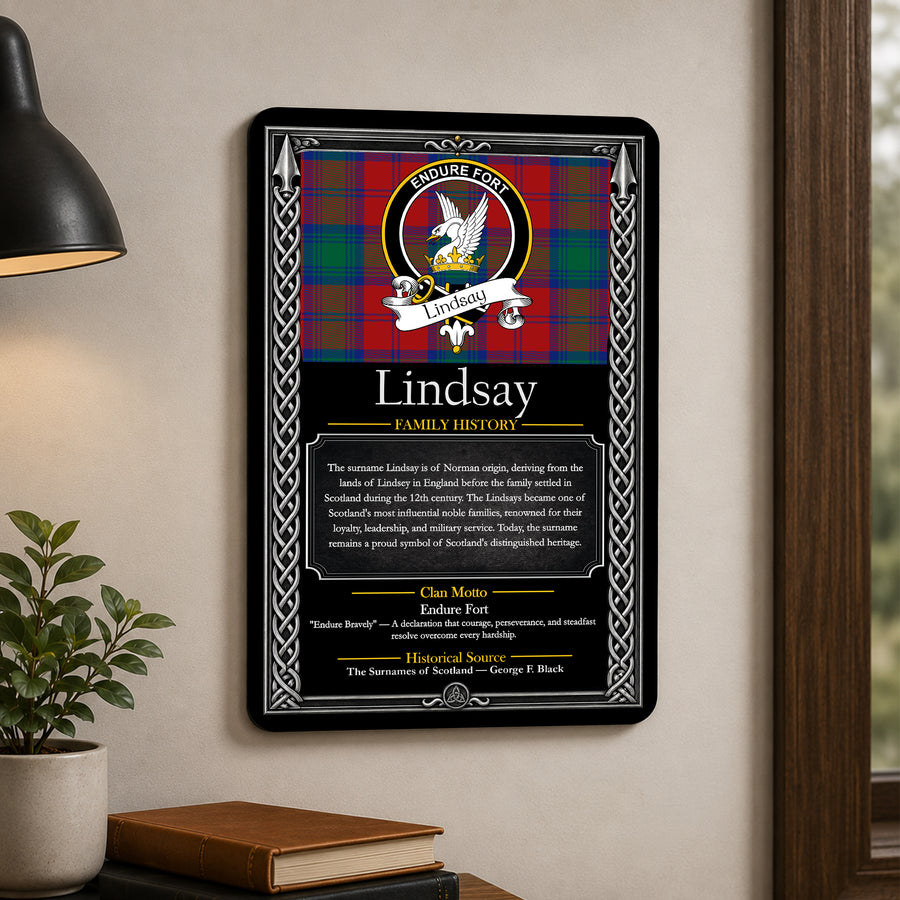 Lindsay Scottish Family History Metal Sign