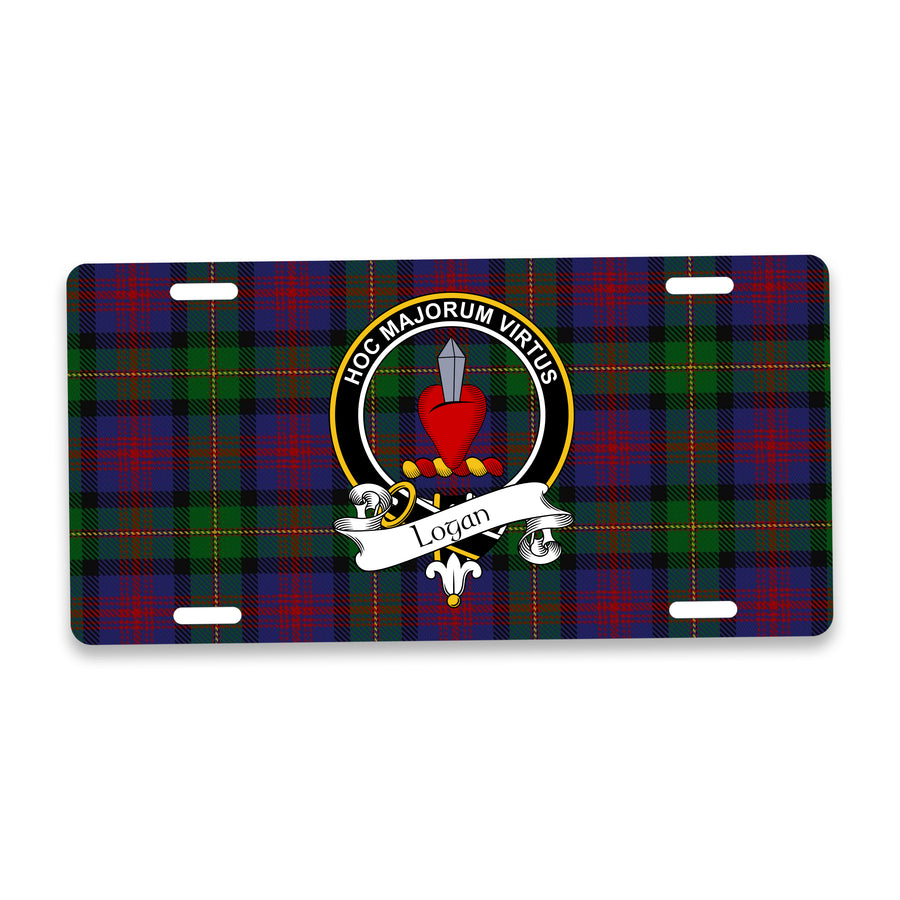 Logan Scottish Clan Crest Auto License Plate – Black Crest Design