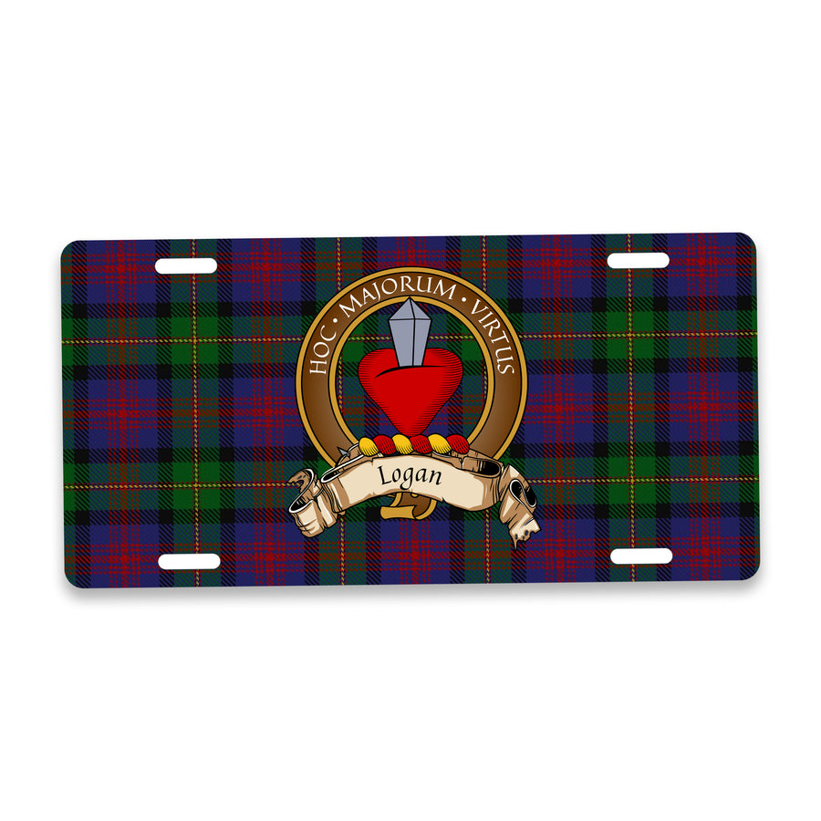 Logan Scottish Clan Crest Auto License Plate – Brown Crest Design