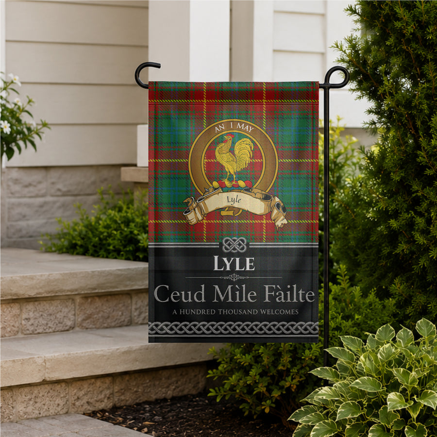 Lyle Scottish Clan Crest Garden Flag - Brown Design