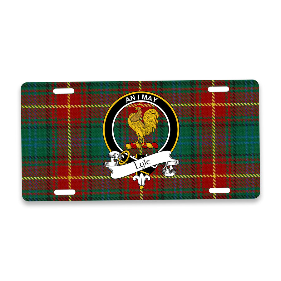 Lyle Scottish Clan Crest Auto License Plate – Black Crest Design