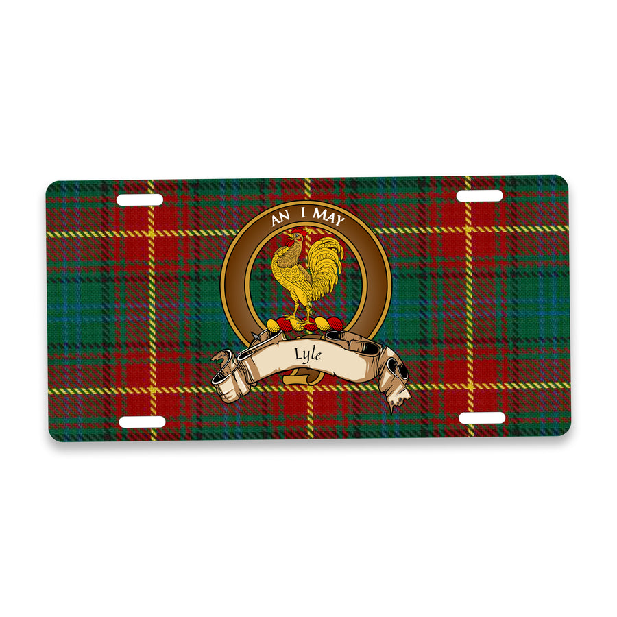 Lyle Scottish Clan Crest Auto License Plate – Brown Crest Design