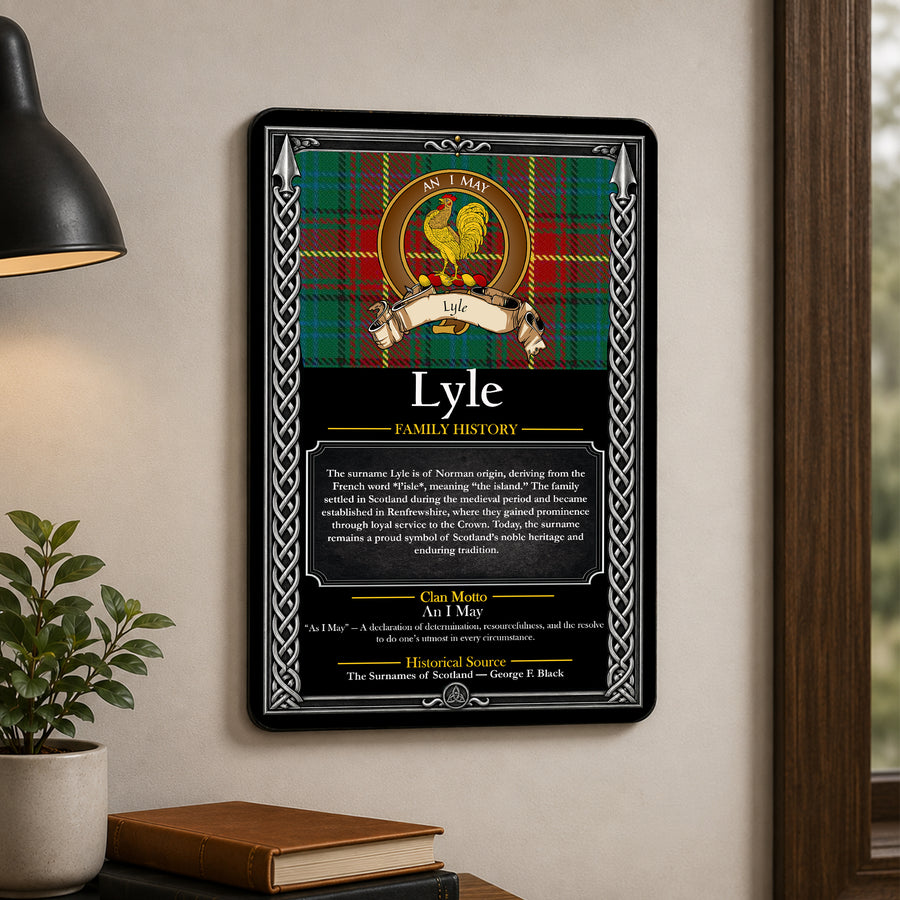 Lyle Scottish Family History Metal Sign – Brown Crest