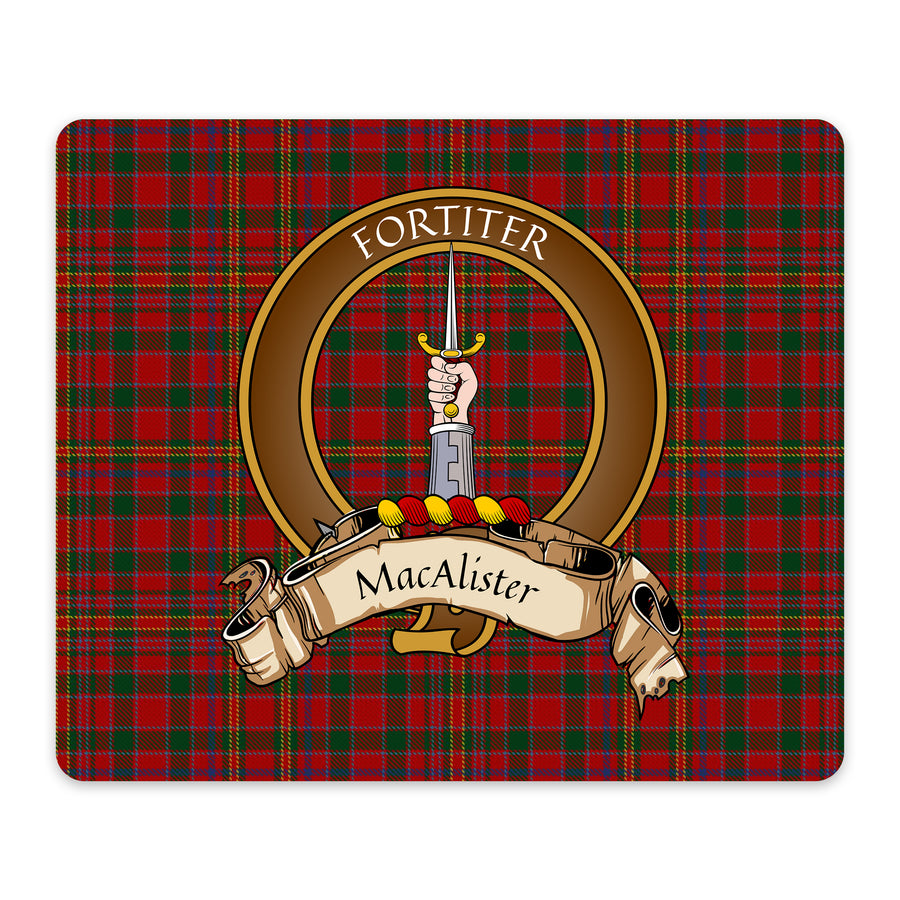 MacAlister Scottish Clan Crest Mouse Pad – Brown Crest Design