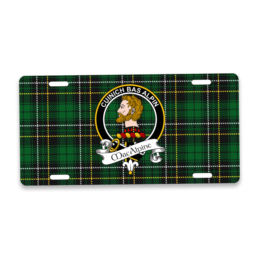 MacAlpine Scottish Clan Crest Auto License Plate – Black Crest Design