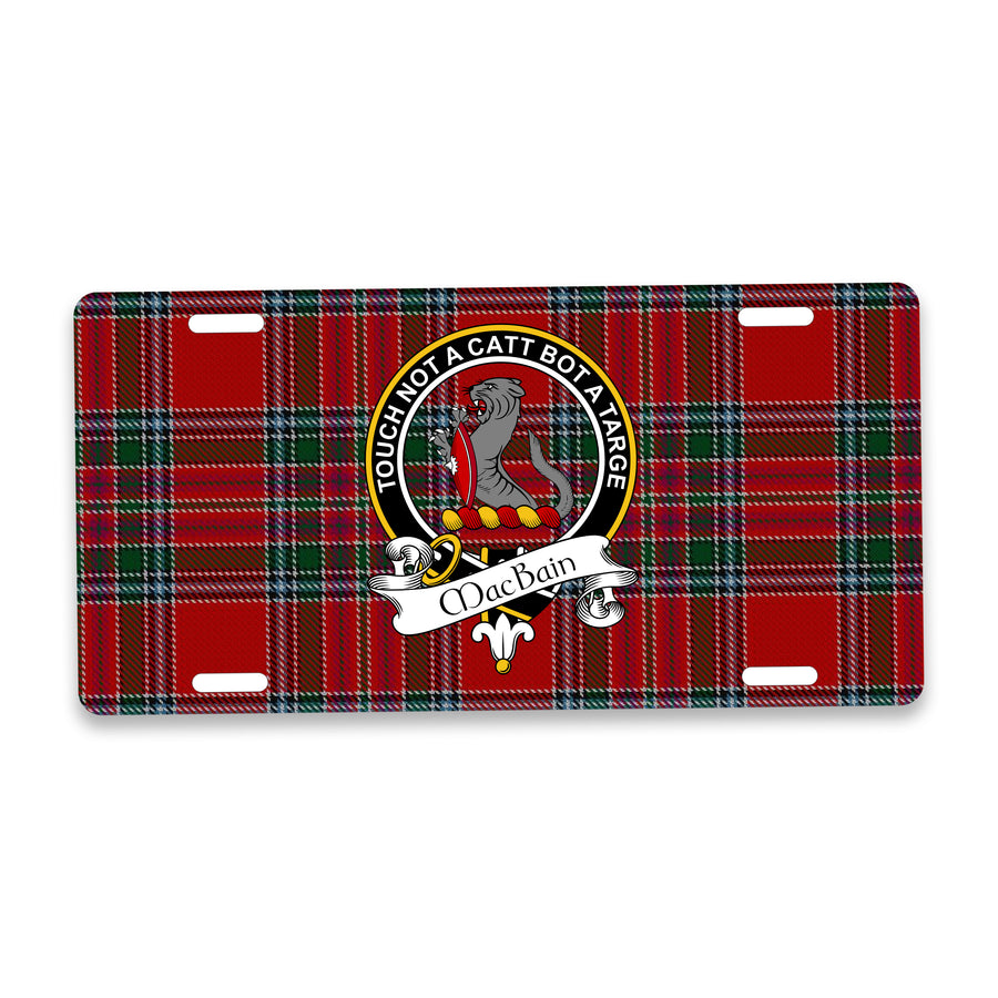 MacBain Scottish Clan Crest Auto License Plate – Black Crest Design