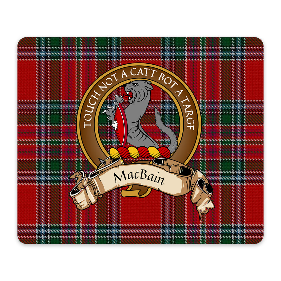 MacBain Scottish Clan Crest Mouse Pad – Brown Crest Design