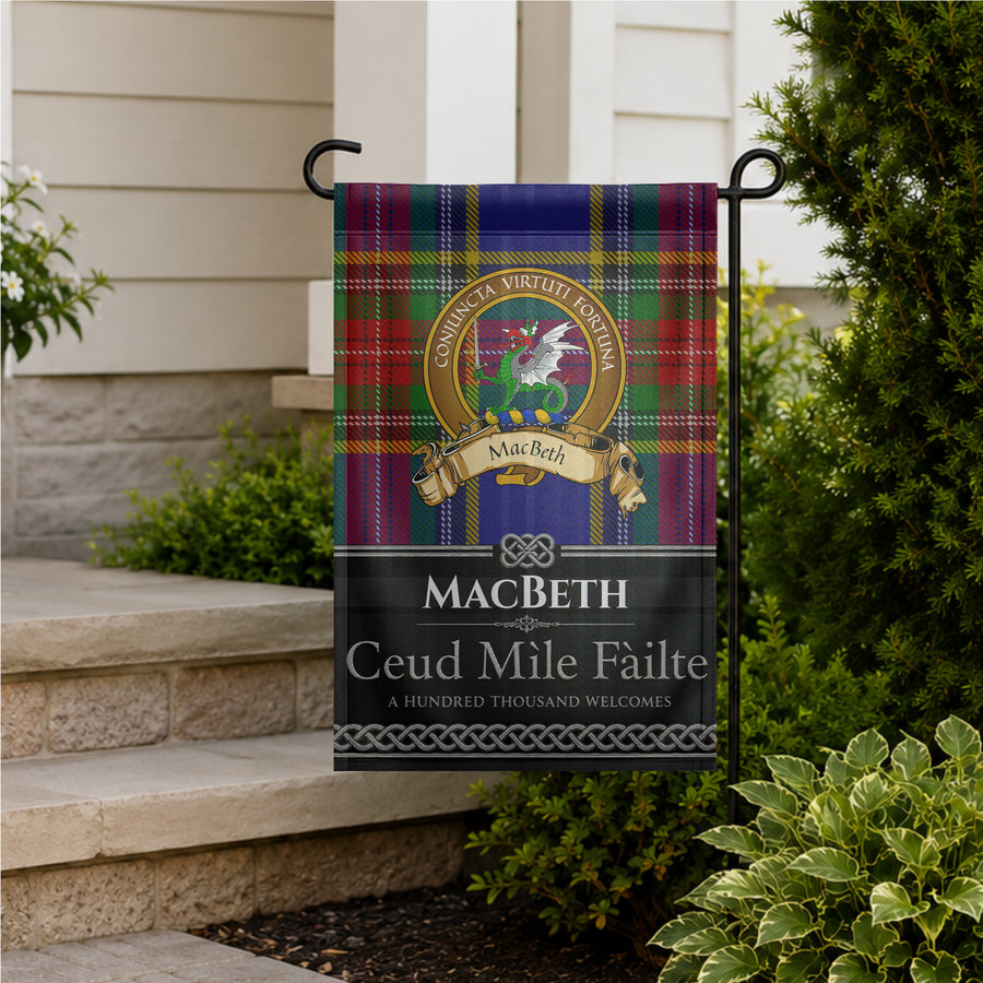 MacBeth Scottish Clan Crest Garden Flag - Brown Design