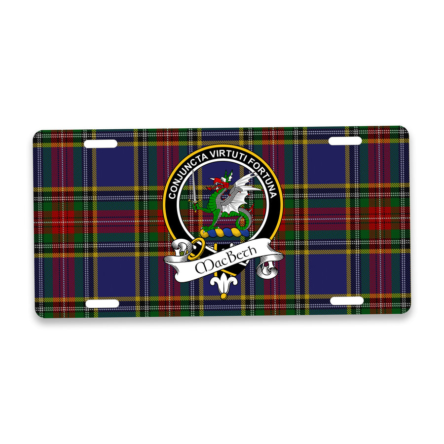 MacBeth Scottish Clan Crest Auto License Plate – Black Crest Design