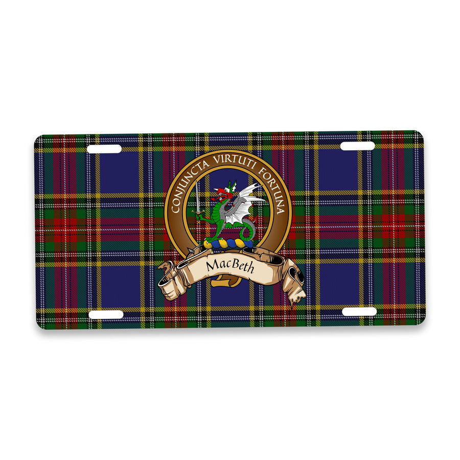 MacBeth Scottish Clan Crest Auto License Plate – Brown Crest Design