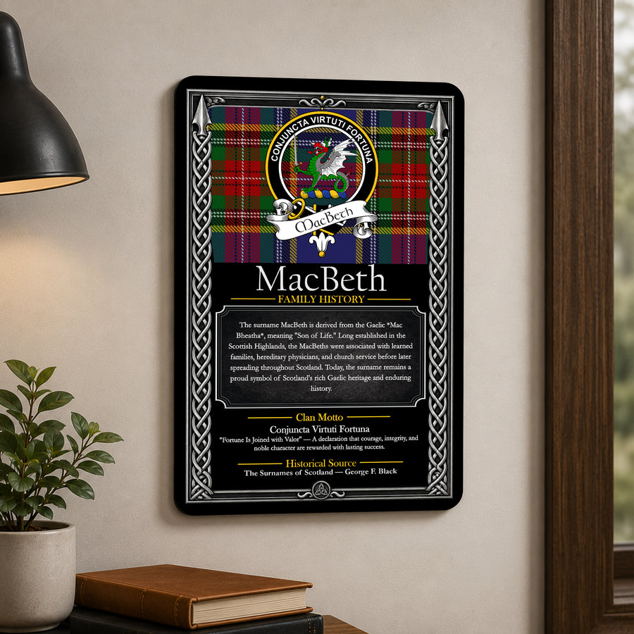 MacBeth Scottish Family History Metal Sign