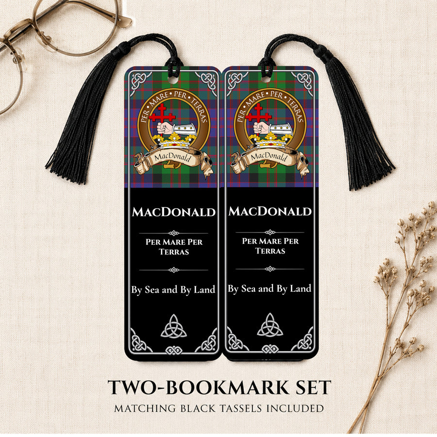 MacDonald Scottish Clan Crest Metal Bookmarks - Brown Set of 2