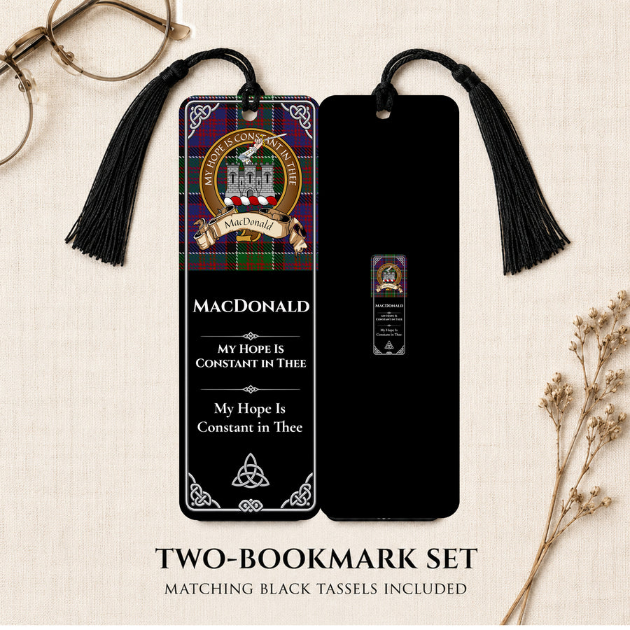 MacDonald Clan Ranald Scottish Clan Crest Metal Bookmarks - Brown Set of 2