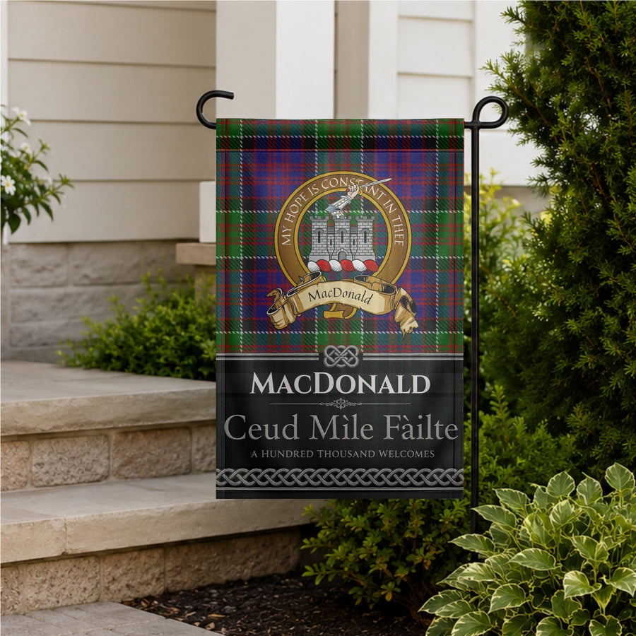 MacDonald Clan Ranald Scottish Clan Crest Garden Flag - Brown Design