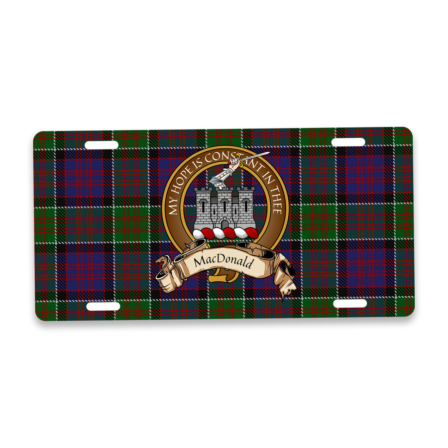 MacDonald Clan Ranald Scottish Clan Crest Auto License Plate – Brown Crest Design