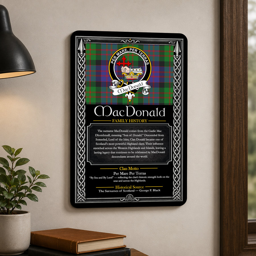 MacDonald Scottish Family History Metal Sign