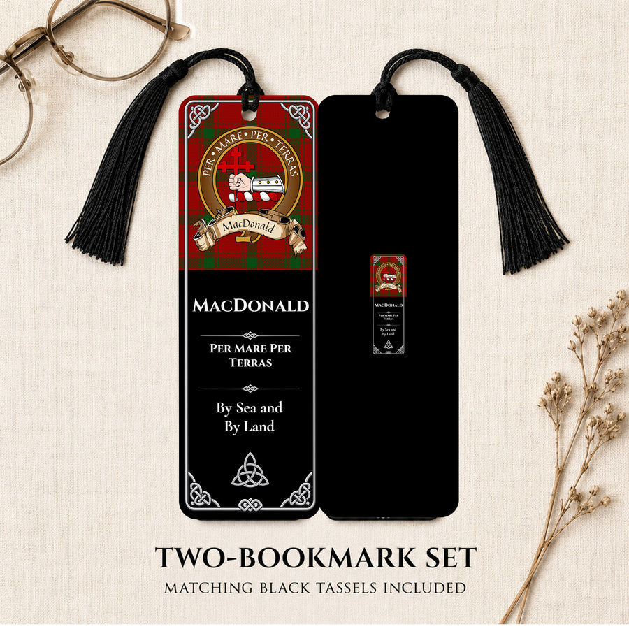 MacDonald of Sleat Scottish Clan Crest Metal Bookmarks - Brown Set of 2