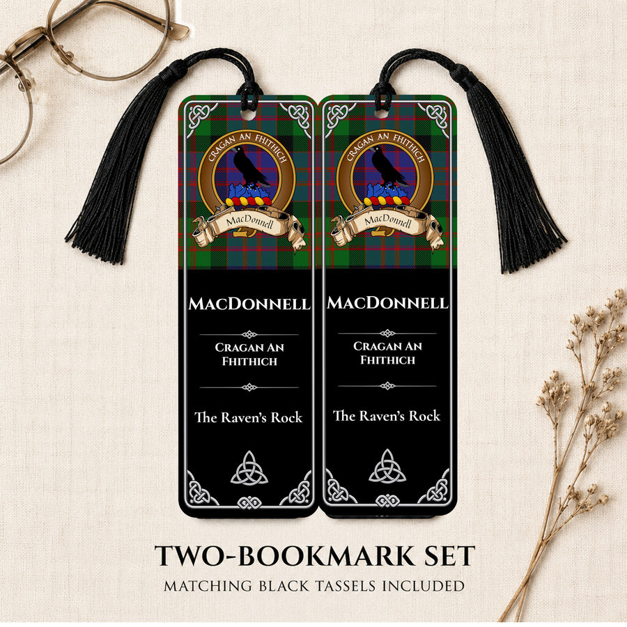 MacDonnell Scottish Clan Crest Metal Bookmarks - Brown Set of 2
