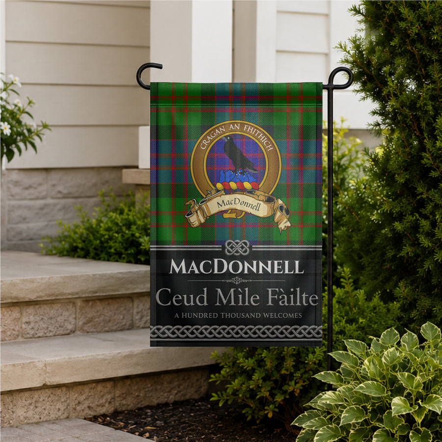 MacDonnell Scottish Clan Crest Garden Flag - Brown Design