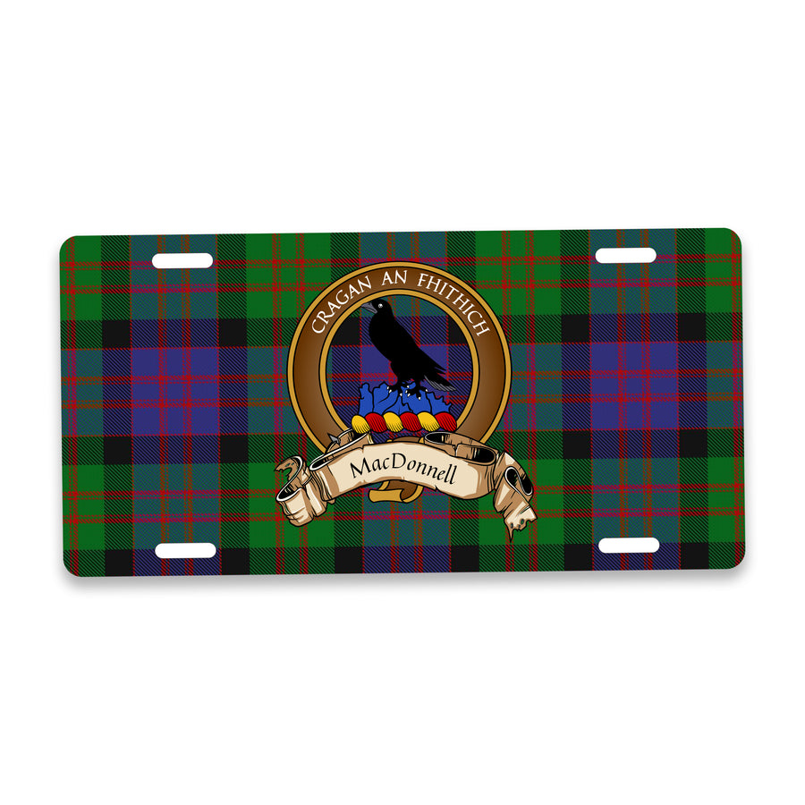 MacDonnell Scottish Clan Crest Auto License Plate – Brown Crest Design