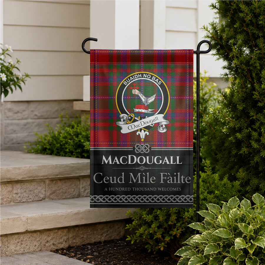 MacDougall Scottish Clan Crest Garden Flag - Black Design