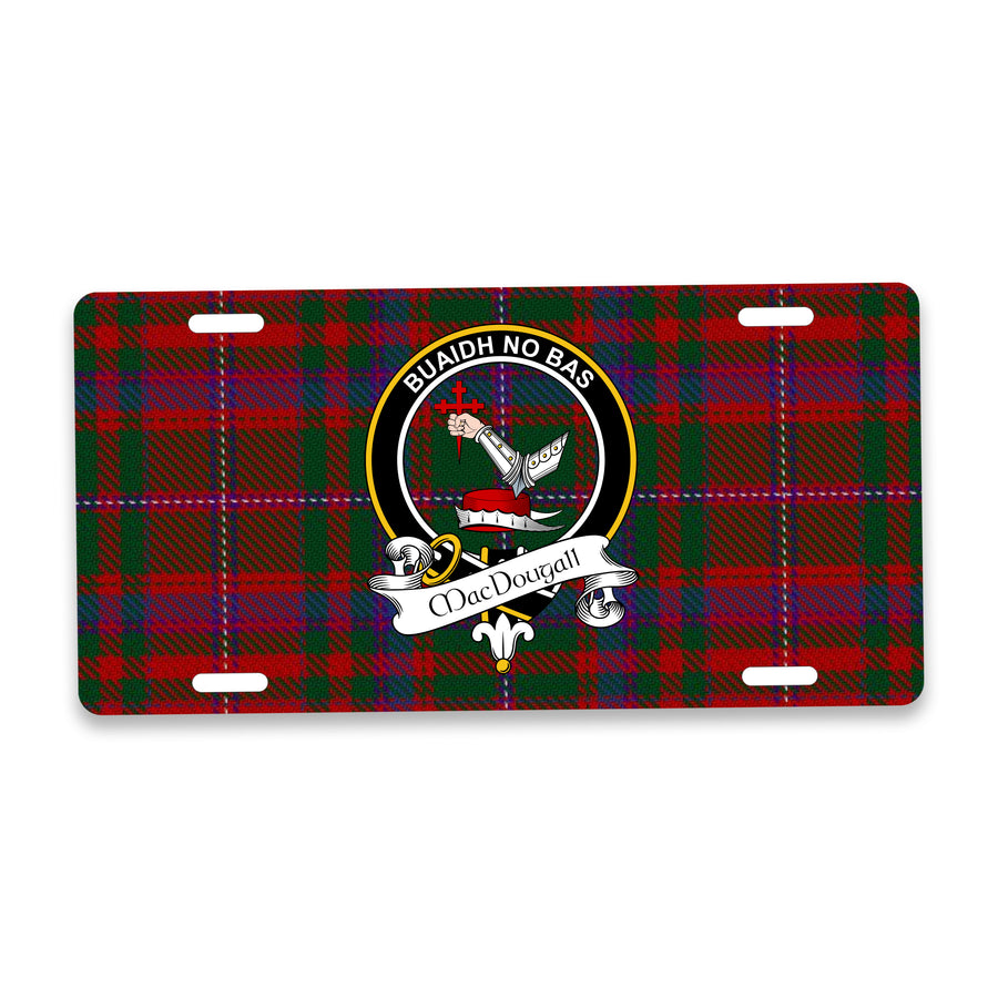 MacDougall Scottish Clan Crest Auto License Plate – Black Crest Design