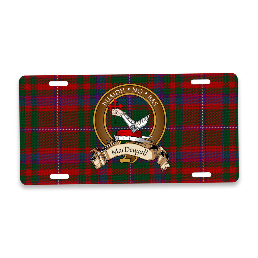 MacDougall Scottish Clan Crest Auto License Plate – Brown Crest Design