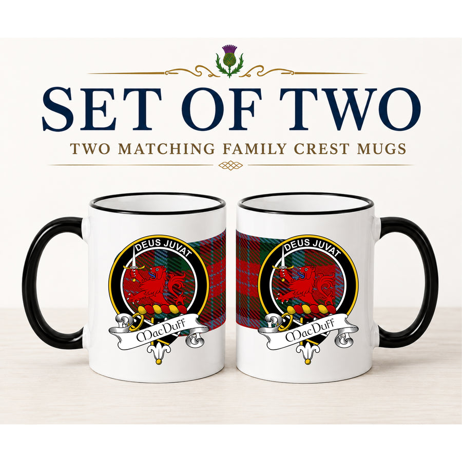 MacDuff Scottish Clan Crest 11 oz Mugs – Black Crest Design | Set of 2
