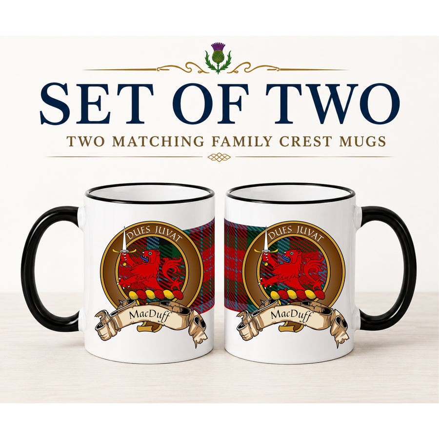 MacDuff Scottish Clan Crest 11 oz Mugs – Brown Crest Design | Set of 2