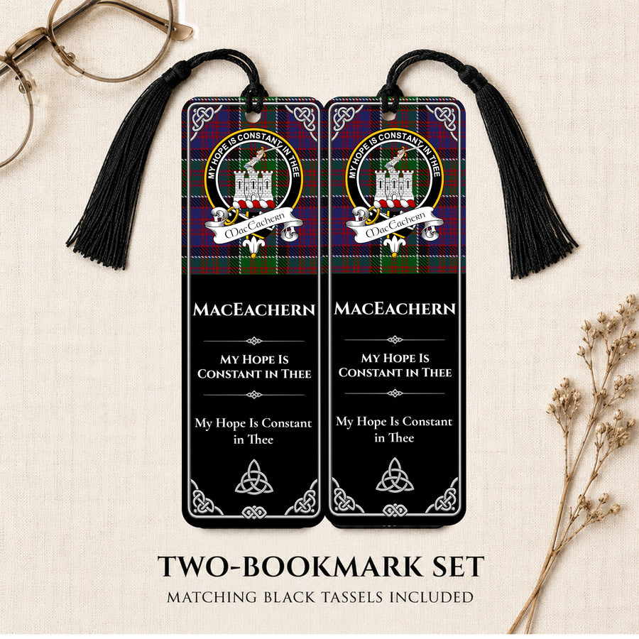 MacEachern Scottish Clan Crest Metal Bookmarks – Black Set of 2