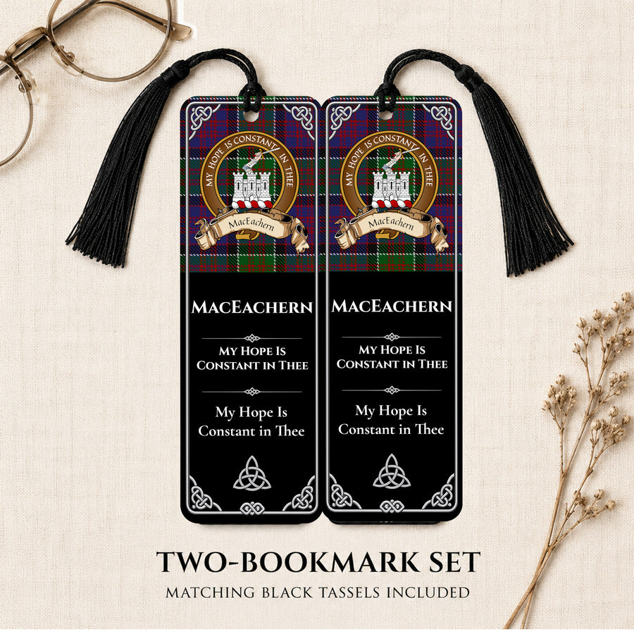 MacEachern Scottish Clan Crest Metal Bookmarks - Brown Set of 2