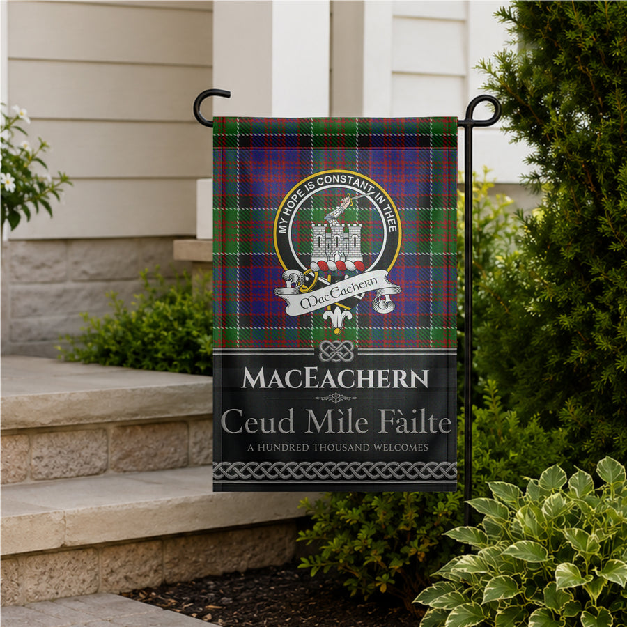 MacEachern Scottish Clan Crest Garden Flag - Black Design