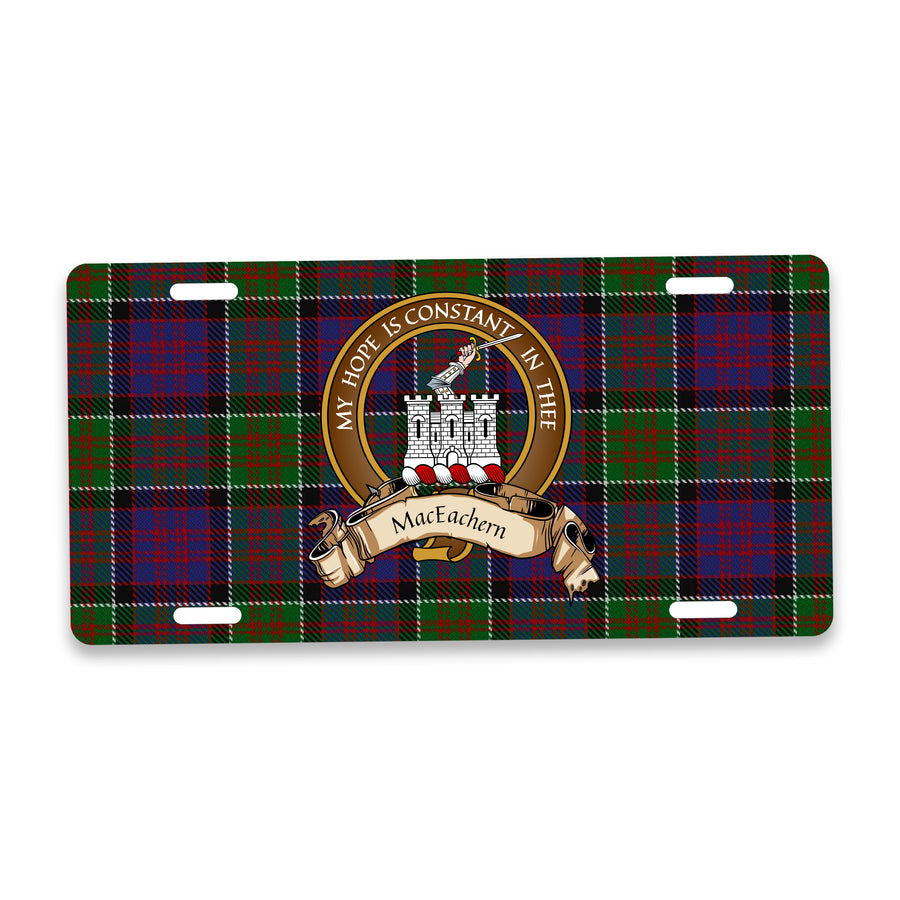 MacEachern Scottish Clan Crest Auto License Plate – Brown Crest Design