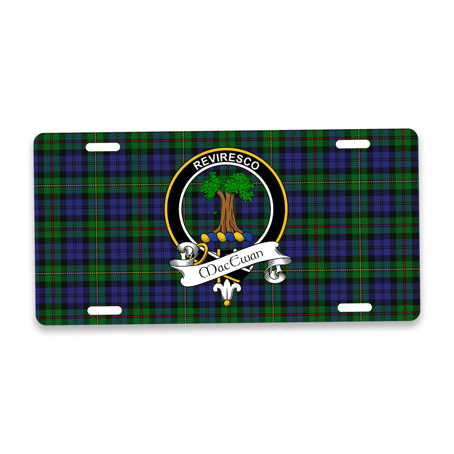MacEwan Scottish Clan Crest Auto License Plate – Black Crest Design