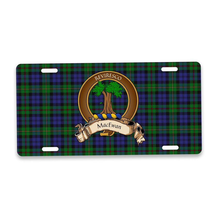 MacEwan Scottish Clan Crest Auto License Plate – Brown Crest Design