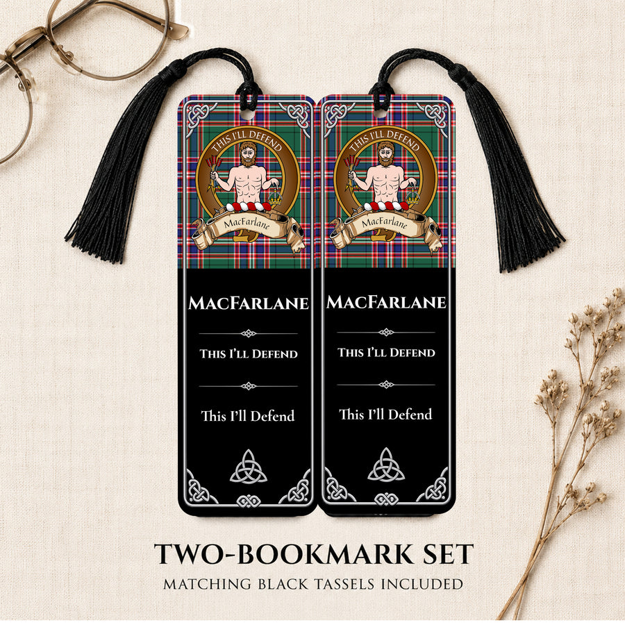MacFarlane Scottish Clan Crest Metal Bookmarks - Brown Set of 2