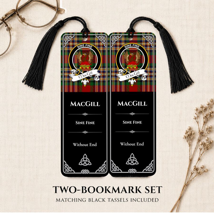MacGill Scottish Clan Crest Metal Bookmarks – Black Set of 2