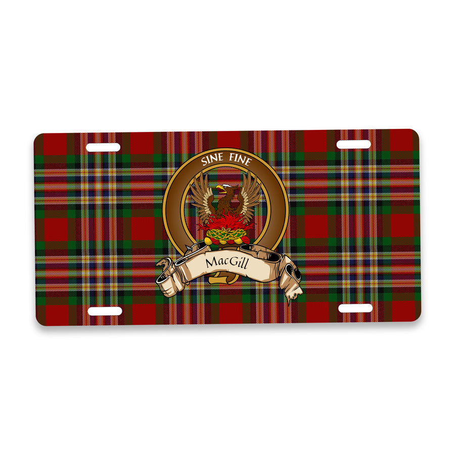 MacGill Scottish Clan Crest Auto License Plate – Brown Crest Design