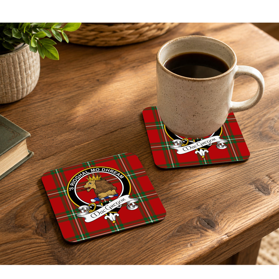 MacGregor Scottish Clan Crest Rubber Coasters - Black Design Set of 4