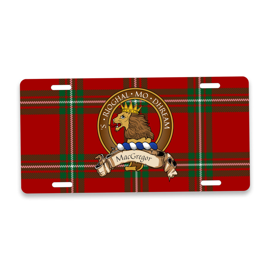 MacGregor Scottish Clan Crest Auto License Plate – Brown Crest Design