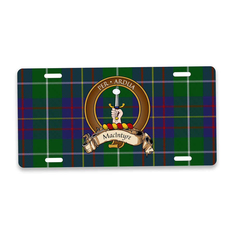 MacIntyre Scottish Clan Crest Auto License Plate – Brown Crest Design