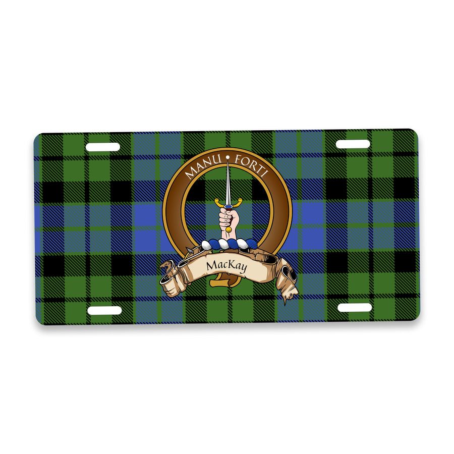 MacKay Scottish Clan Crest Auto License Plate – Brown Crest Design