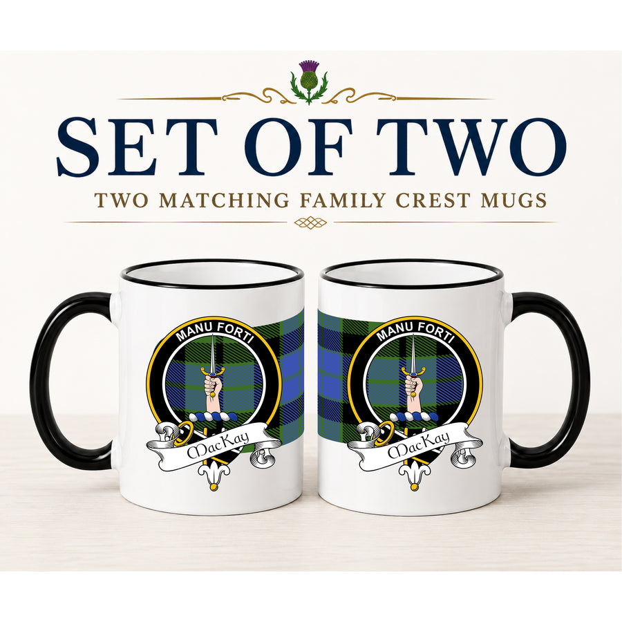 MacKay Scottish Clan Crest 11 oz Mugs – Black Crest Design | Set of 2