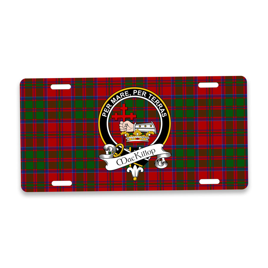MacKillop Scottish Clan Crest Auto License Plate – Black Crest Design