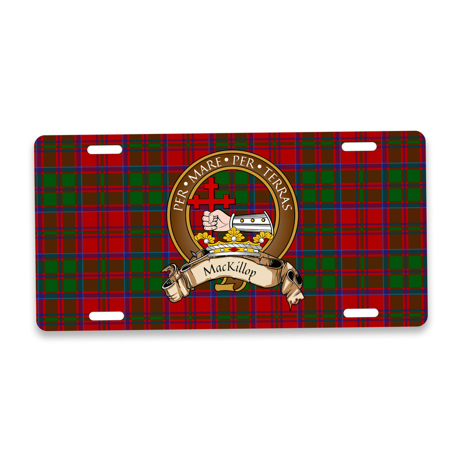 MacKillop Scottish Clan Crest Auto License Plate – Brown Crest Design