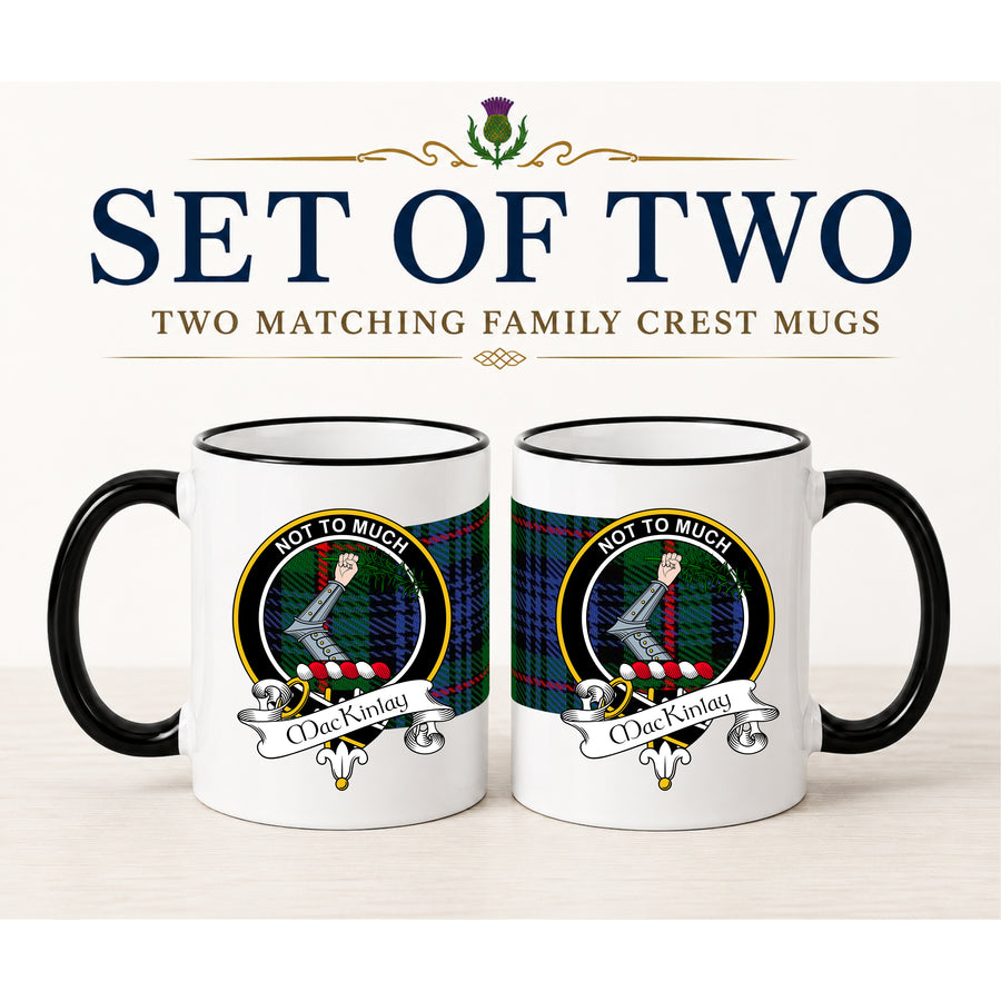 MacKinlay Scottish Clan Crest 11 oz Mugs – Black Crest Design | Set of 2