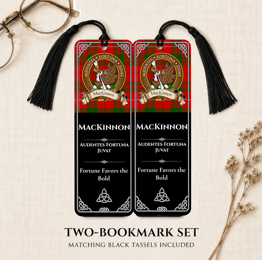 MacKinnon Scottish Clan Crest Metal Bookmarks - Brown Set of 2